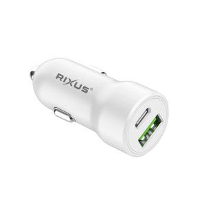 Carregador Isqueiro Rixus Carregamento Rápido 38W Branco